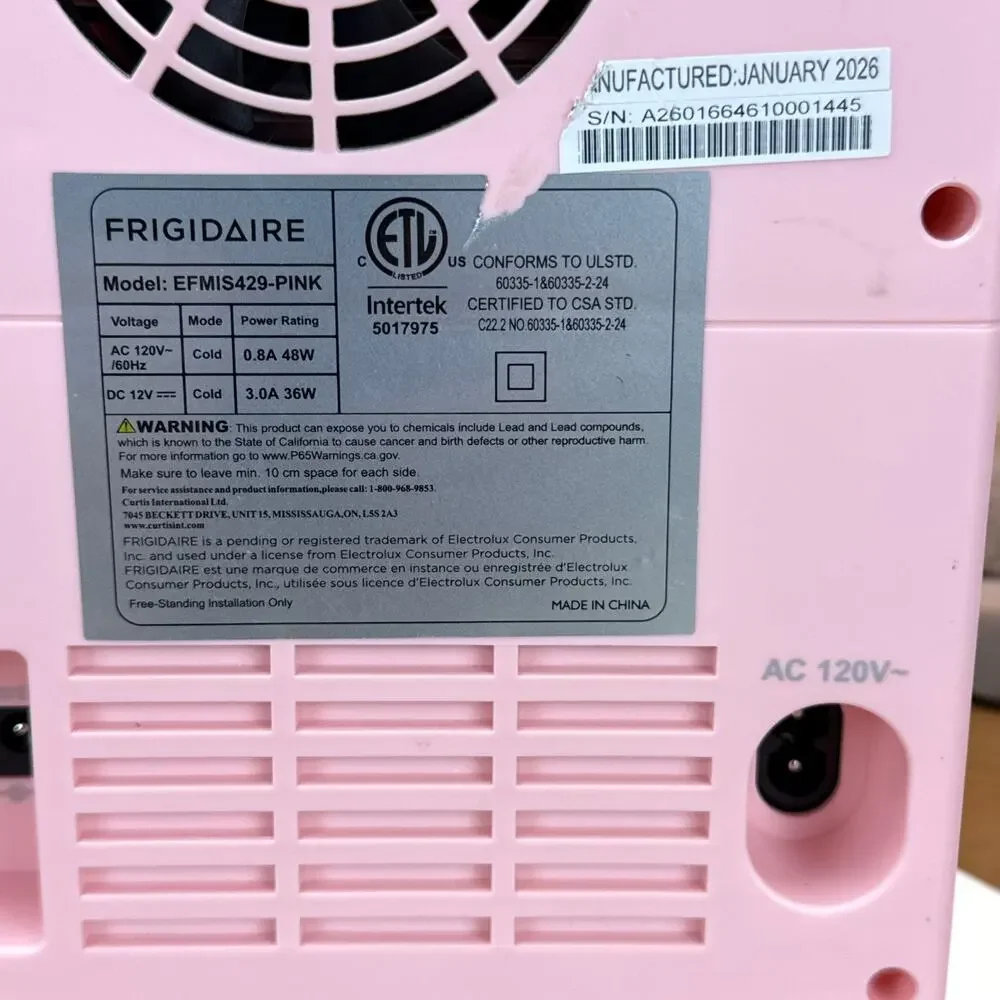 Frigidaire Retro Mini Personal Skincare Fridge Pink 6 Can Portable Cooler Dorm